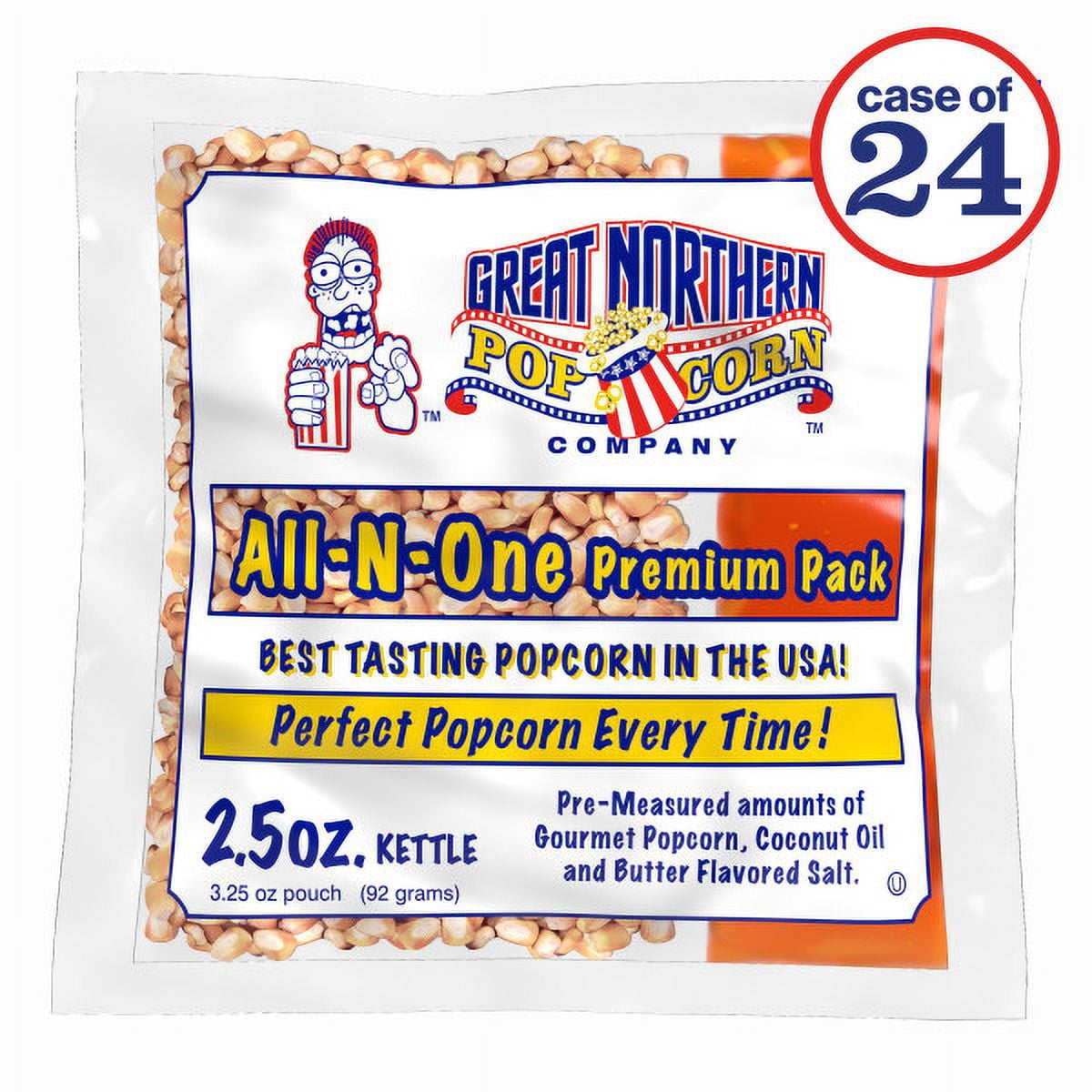 2.5oz Popcorn Kernel Packs for Popcorn Machine, 24 Case