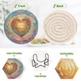 thumbnail image 4 of Haosy Set of 6 Drink Woven Coaster with Holder Heat Resistant Non-Slip Bar Coasters 4 Inches Radiant Heart with Star, 4 of 7