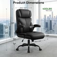thumbnail image 3 of ATHOPE Leather Office Chair, Big and Tall Office Chair with Lumbar Support, High Back Executive Desk Chairs with Flip-up Armrest, Breathable PU Ergonomic Computer Chair, 360°Swivel Free, Black, 3 of 8