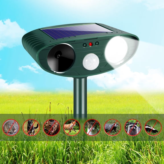 1 Pack Solar Ultrasonic Animal Repeller Outdoor Solar Animal Repellent with Motion Detector&Flashing Lights Waterproof for Rat, Squirrel, Deer, Raccoon, Skunk, Rabbit, Mole, Dog, Cat(Green)