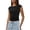 Black, variant on Plus Size Summer Knit Top with Boat Neck Cropped Pleated Tee for Slim Fit Blouse Casual Fashion Statement Plus Size Tops