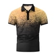 thumbnail image 4 of ZVNAΖH Men's Short Sleeve Polo Shirt, Casual Gradient Print 3 Button Collar Tops Summer Lightweight Breathable Shirts for Golf, Vacation & Everyday Use, 4 of 5