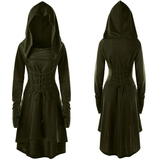HKEJIAOI Robe Femme Décontractée à Manches Longues Chandails en Molleton à Capuche Robe Bandage Unie Soldes Liquidation Vert Armée