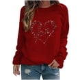 thumbnail image 2 of SOOMLON Womens Valentines Day Blouses Lover Valentines Gift Loose Long Sleeve Scoop Neck Shirts Cute Heart Graphic Tops Trendy Holiday Clothes 2025 Wine XL, 2 of 3