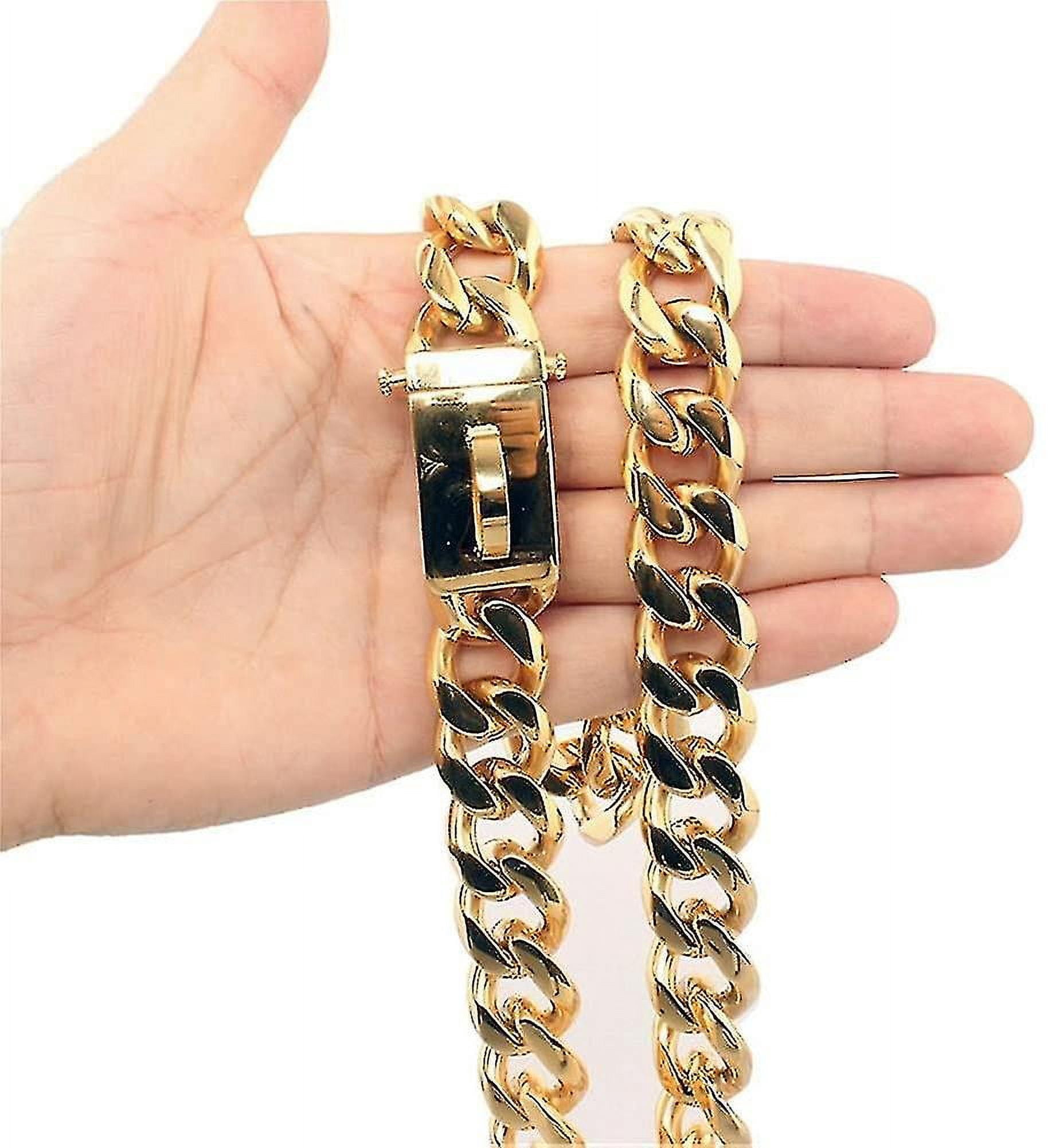 Gold Dog Chain Choke Collar, Heavy Duty Cuban Link, Heavy Duty Bite Resistant
