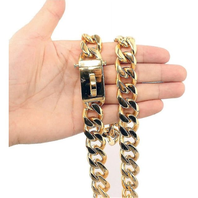 Gold Dog Chain Choke Collar, Heavy Duty Cuban Link, Heavy Duty Bite Resistant