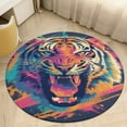 thumbnail image 4 of Tiger Animal Graffiti Washable Round Rug -Circle Area Rugs for Nursery Bedroom, Vintage Non Slip Non Shedding Low Pile Carpet for Living Room Coffee Table Entryway, 4 of 6