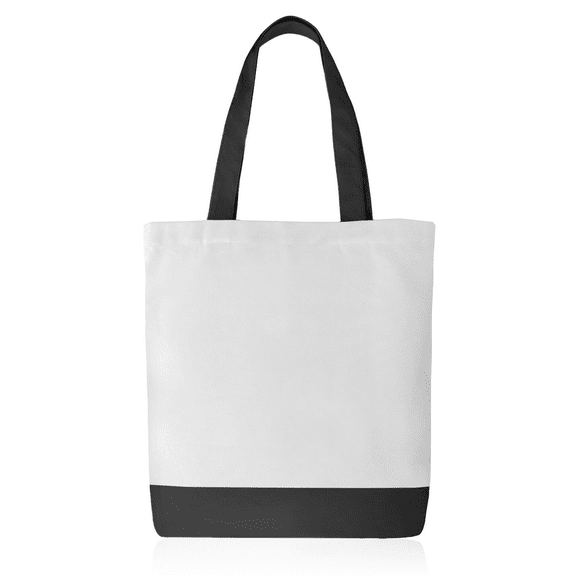 Hello Hobby Blank Canvas Sublimation Totes for Storage, Gifting, Shopping. Black & White, 1 Count