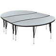 thumbnail image 2 of Emma + Oliver 3 Piece 86" Oval Wave Collaborative Grey Kids Adjustable Activity Table Set, 2 of 14