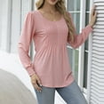 thumbnail image 6 of miqiqism Women's Solid Pleated Sweatshirts Casual Crew Neck Tunic Shirts Juniors Trendy Loose Long Sleeves Blouses Fashion Irregular Hem Pullover Clothes,Pink,Small, 6 of 6