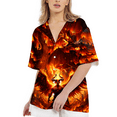 thumbnail image 4 of Unisex Fire Demon & Dragon -– 3D Fiery Castle Print Hawaiian Shirt For Men and Women Summer Button Down Short Sleeve, 4 of 7