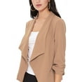 thumbnail image 6 of Women's Elegant Draped Blazer Casual Open Front 3/4 Sleeve Jacket, 6 of 6