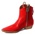 thumbnail image 4 of YDN Women Classic Square Closed Toe Ankle Boots Back Zipper Stacked Low Heel Wide Calf Booties Casual Dressy Shoes Size 7 Red, 4 of 5