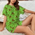 thumbnail image 4 of Pofeuu dogs on a green background Print Women's Pajama Set Short/Shorts Soft Button PJs Elastic Drawstring Waist Sleepwear-Small, 4 of 6