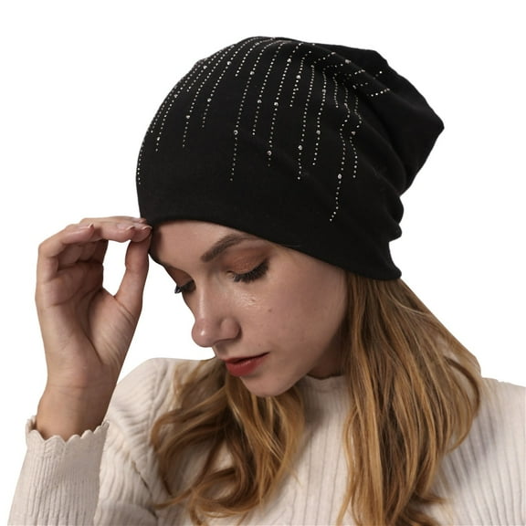 Clearance! Fdelink Beanie Hat Winter Hats Knitted Double Layer Hot Drill to Keep Warm Neutral Loose Lightweight Hip Hop Soft Cotton Casual Elastic Wool Hat Knitted Double Layer Hot Drill to Keep Warm