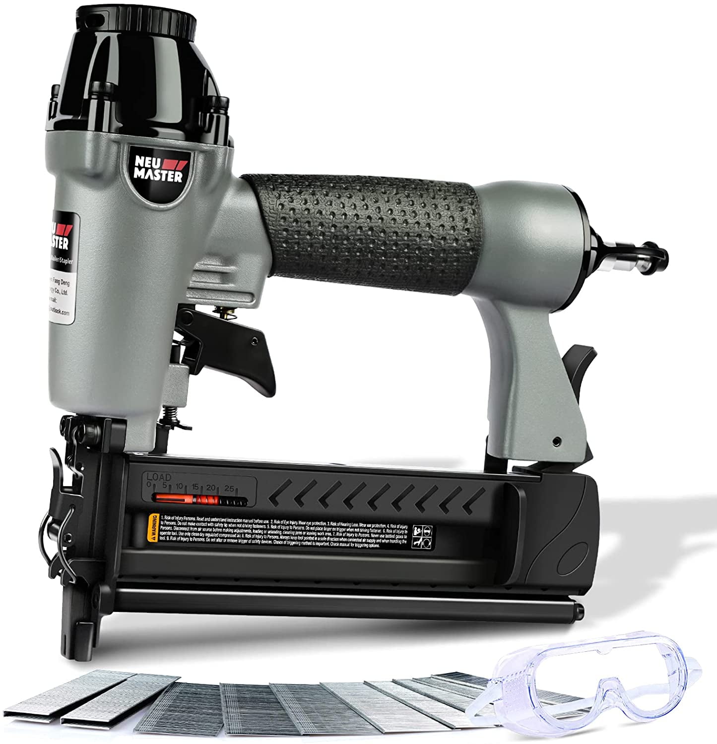 NEU MASTER Pneumatic Brad Nailer, 2 in 1 Nail Gun Staple Gun Fires 18 Gauge 2 Inch Brad Nails