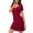 Red, variant on Women Sexy Round Neck Short Sleeve Pajamas Nightdress