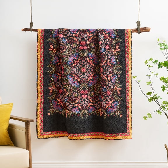 Greenland Home Fashions Jessa Vintage Boho Quilted Throw Blanket, 50 W x 60 L, for Adults and Teens