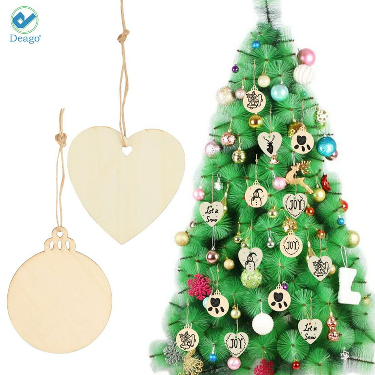 10 Glittering Wooden Hanging Christmas Decorations, Wooden Tree Decor,  Wooden Christmas, Christmas Crafts, Eco Friendly, Natural 