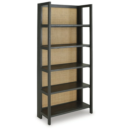 Signature Design by Ashley Abyard 5 Shelf Rattan Bookcase, Black