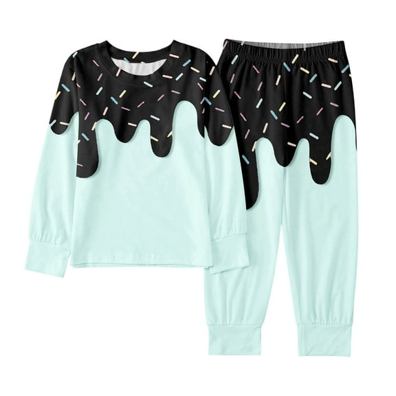 Lkhaha Toddler Boys Clothes Ice Cream Print Plaid Patchwork Long Sleeve Tops And Pants Boy Clothing Set Size 2-3 Years