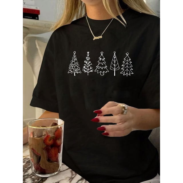 Women'S Vintage Casual Printed T-Shirt with a Round Neck