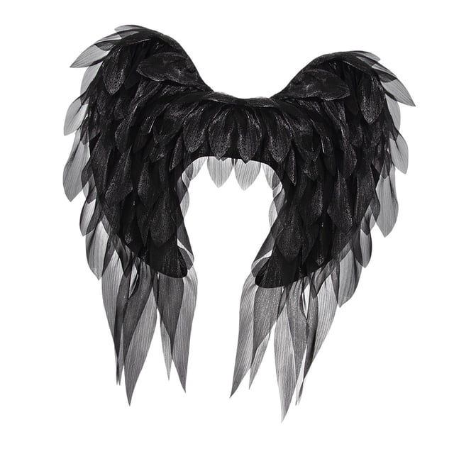 Accesorios de disfraz de alas de ángel para cosplay para fiestas temáticas de Halloween y festivales. Negro