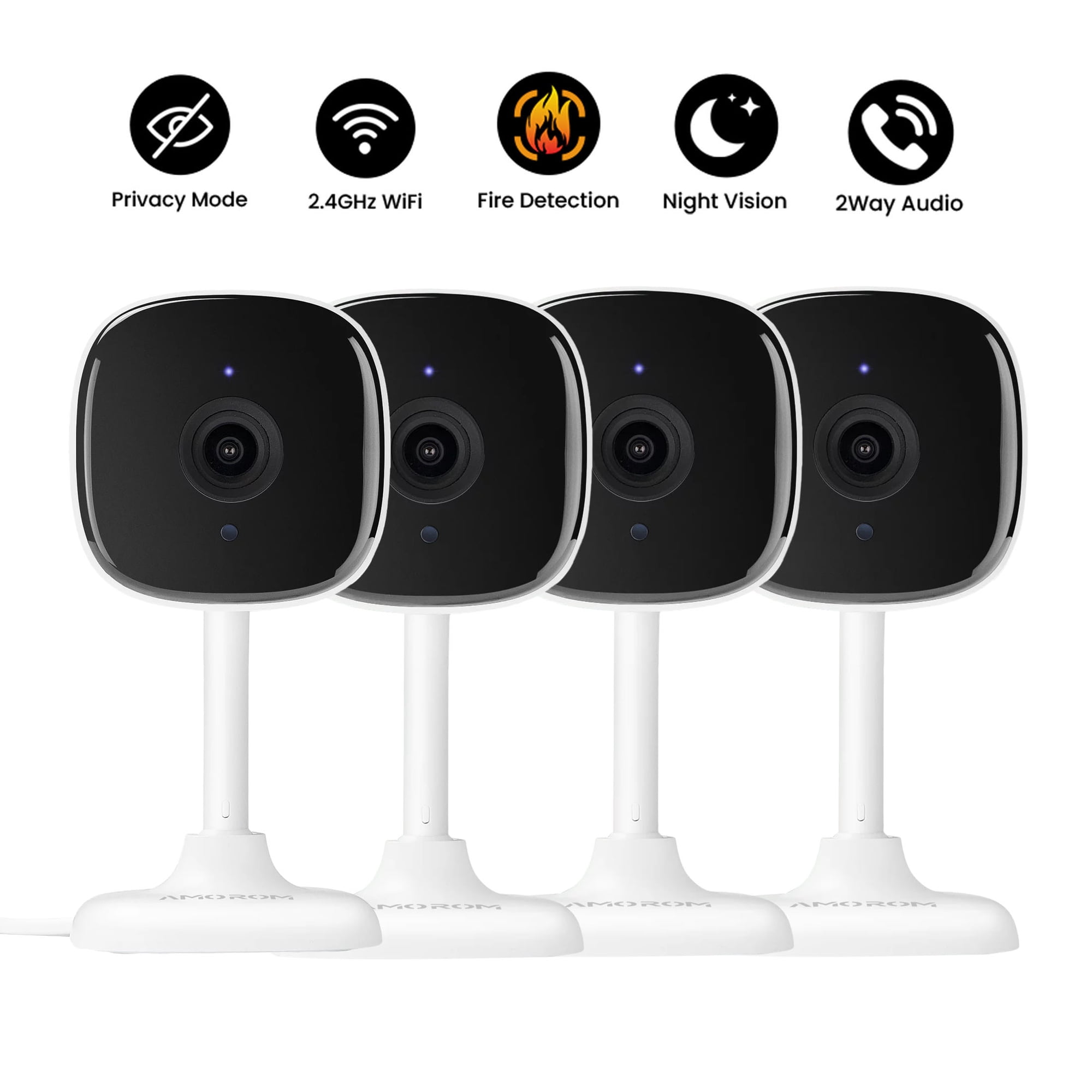 AMOROM Indoor Camera for Home Security 4 Pack, 1080p Baby Monitor with Motion Detection(2.4GHz Wifi)