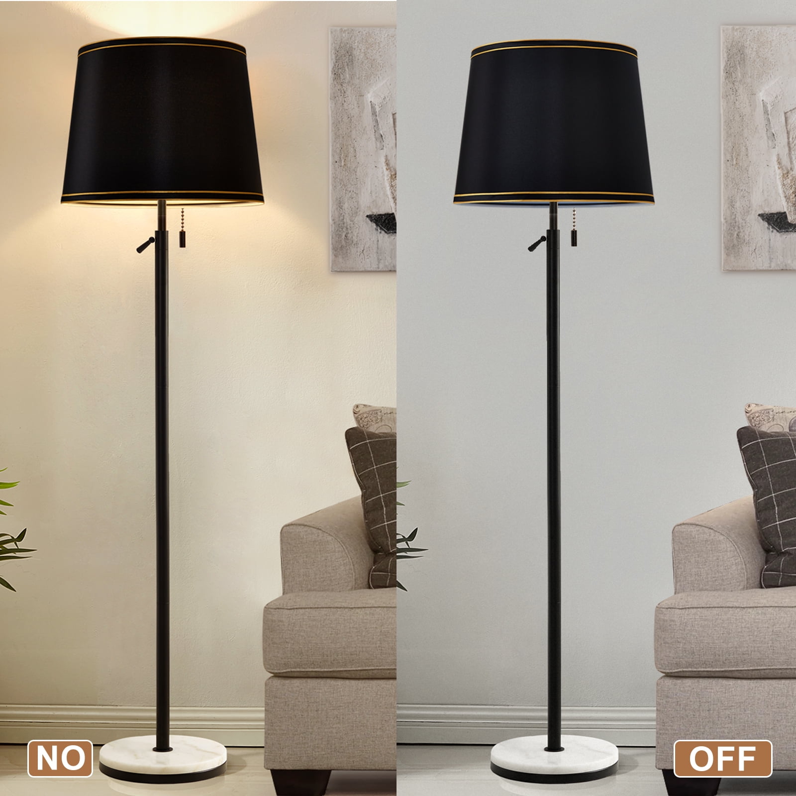 NATYSWAN Black Drum Lamp Shades Set of 2,Modern Linen Lampshade for Table Lamp Floor Lamp,13*10in