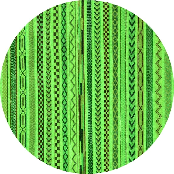 Ahgly Company Machine Washable Indoor Round Abstract Green Modern Area Rugs, 5' Round