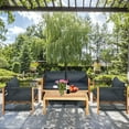 thumbnail image 1 of Gymax 4PCS Acacia Wood Outdoor Patio Furniture Set Cushioned Sofa W/Nylon Rope Armrest, 1 of 8