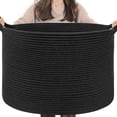 thumbnail image 1 of Cesta de lavandería INDRESSME, cuerda grande de algodón tejida de 55 L, negra, 1 of 6