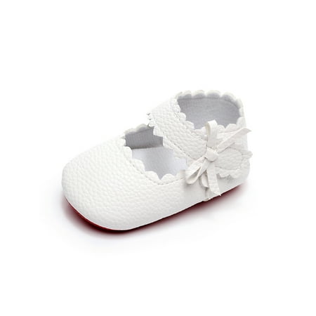 

SIMANLAN Newborn Dress Shoes Soft Sole Flats First Walker Mary Jane Baby Girls Lightweight Princess Shoe Infant Prewalker White 3C