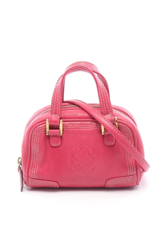 Pre-Owned Loewe Amazona Micro Mini 2-Way Handbag, Leather, Women's, Pink