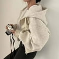 thumbnail image 6 of Autumn Spring Women Coat Hooded Drawstring Long Sleeves Pockets Zip-up Elastic Cuff Hem Loose Sport Hoodie Casual Daily Wear Jacket, 6 of 8