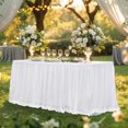 thumbnail image 3 of Dbuoem Tulle Table Skirt for Rectangular Tables White Pleated Table Cloth Wrinkle Free Tablecloth with Tutu Skirt, 3 of 8