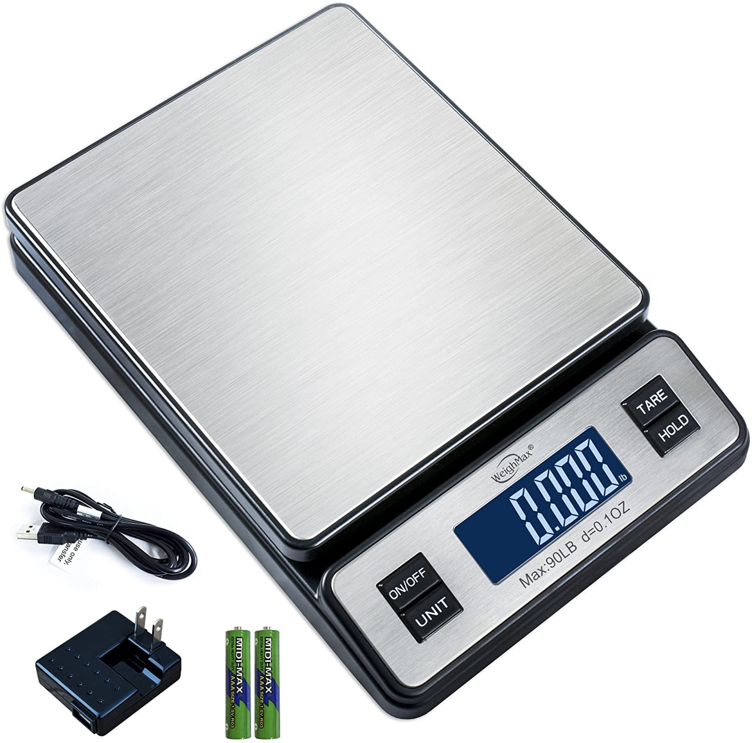 Weighmax W2809 90 LB X 0.1 OZ Durable Stainless Steel Digital Postal