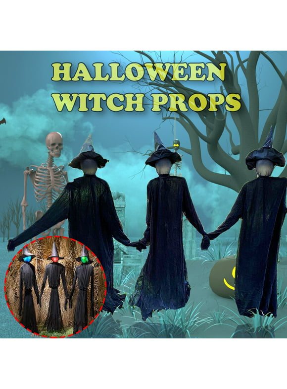 QISIWOLE Halloween Decorations Outdoors -Hand Holding Light Screaming Witches Sound Activated Sensor (Set of 3) - Life Size Scary Decorations for Home Outdoor Patio Lawn Garden Party Decor,Clearance