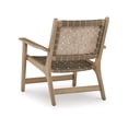 thumbnail image 4 of Benjara Woven Accent Chair, Taupe Faux Leather Strips, Basket Weave Pattern, Brown, 4 of 5