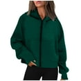 thumbnail image 2 of Jinhomg Striped Sweatshirt for Women 2024 Casual Comfy Zip Up Hoodies Fall Winter Long Sleeve Jacket with Pockets Daily Deals Army Green XXL, 2 of 5