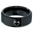 thumbnail image 2 of Tungsten Deer Love Band Ring 8mm Men Women Comfort Fit Black Beveled Edge Polished, 2 of 4