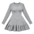 thumbnail image 5 of Sweater Dress for Women Long Sleeve Round Neck Dresses Elegant A-Line Knitted Swing Dress for Fall Winter Gray M, 5 of 7