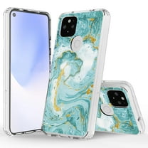 Google Pixel 5 Case, Rosebono Bling Glitter Sparkle Laser Green Marble Graphic Fashion Cute Colorful Skin Cover Shockproof Case for Google Pixel 5