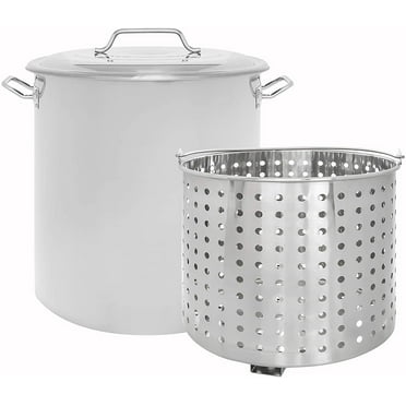 CONCORD Stainless Steel Stock Pot w/Steamer Basket. Cookware great for boiling and steaming (120 Quart)