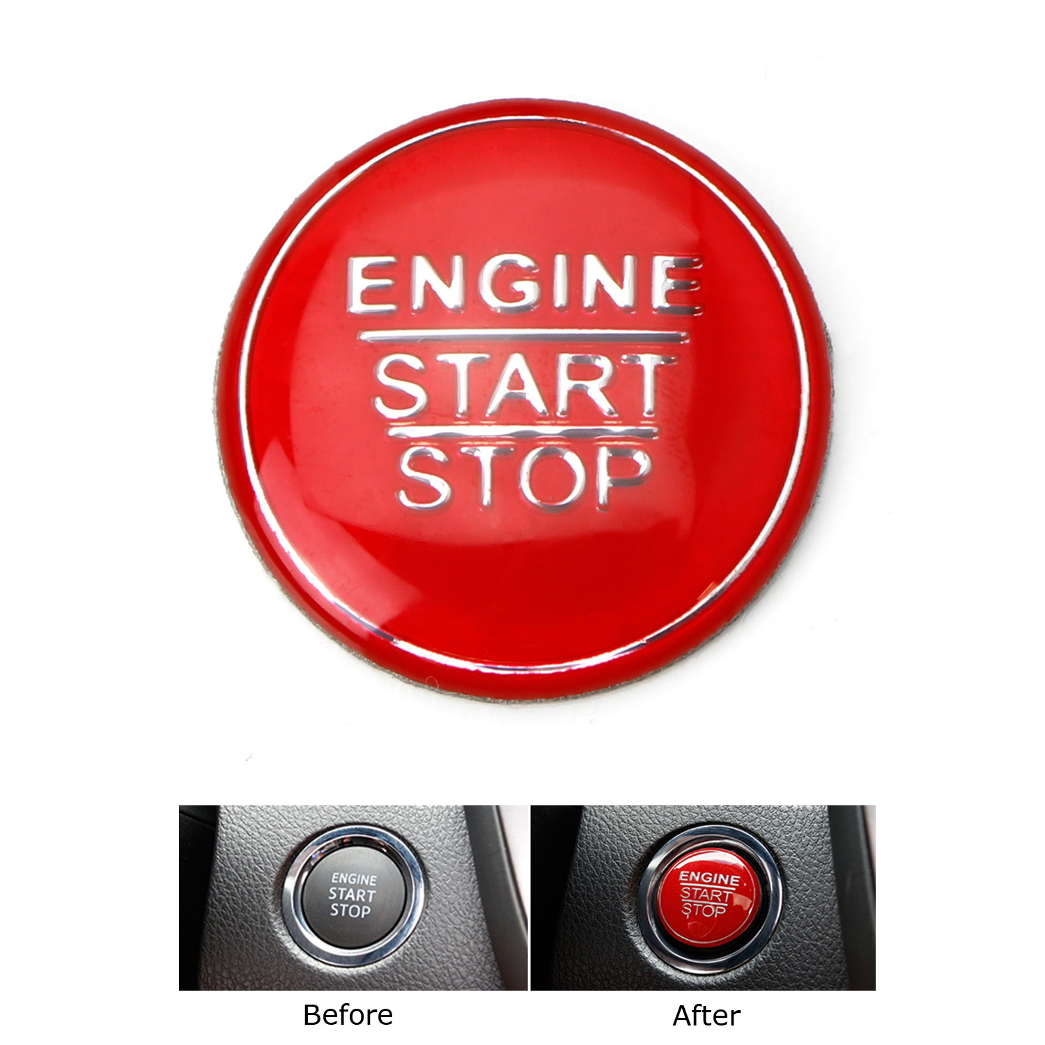 iJDMTOY (1) Gloss Red Keyless Engine Push Start Button Cover Compatible