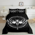 thumbnail image 2 of jejeloiu Skull Moth Pattern Queen Comforter Set,Gothic Theme Bedding Sets,Black White Bedding Comforter Set For Boys,Ultra Soft Home Decor Reversible,3pcs, 2 of 8