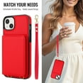 thumbnail image 2 of Wallet Case for iPhone 15, with Wrist Strap and Shoulder Strap, RFID Blocking Card Slots, Classic Kickstand Magnetic Flip PU Leather Phone Case Cover for iPhone 15, Red, 2 of 8
