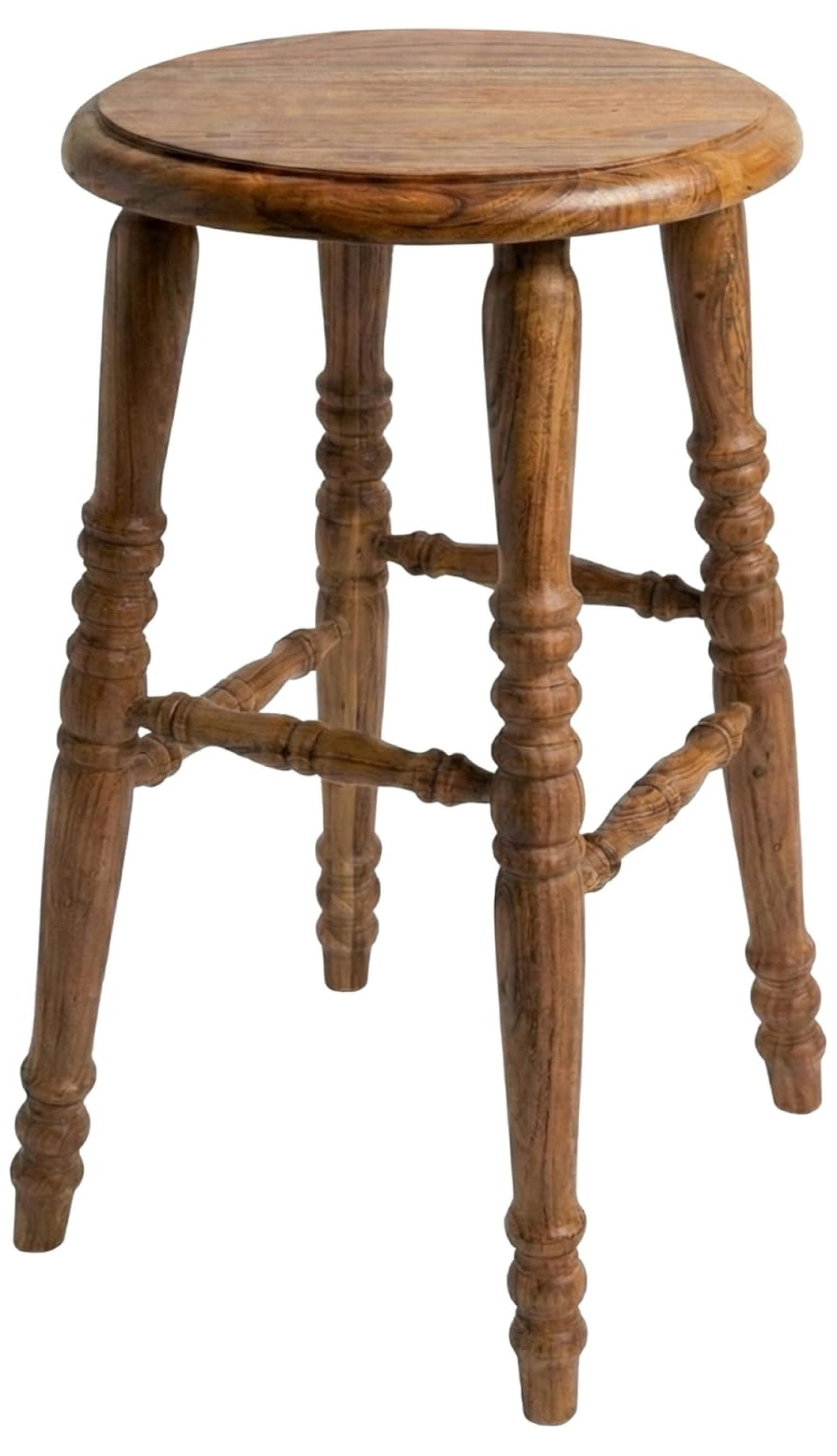 Baylor Farmhouse Counter Stool, Rustic Vintage-Style Wooden Bar Stool, 24-Inch Solid Wood, Pre-Assembled for Kitchen & Home Bar, Sustainable, Natural Brown Finish