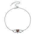 thumbnail image 1 of Pulsera de tobillo de plata esterlina Silvora para mujer con piedra de nacimiento de corazón de enero, 1 of 8