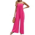 thumbnail image 2 of Pantalones de Pierna Ancha Casual Pecho Plisado Correa de Espalda Suelto para Primavera Verano, 2 of 9